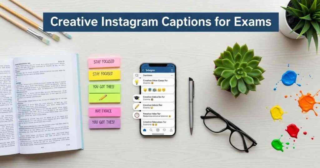 Creative Instagram captions for exams with artistic study vibes and exam motivation