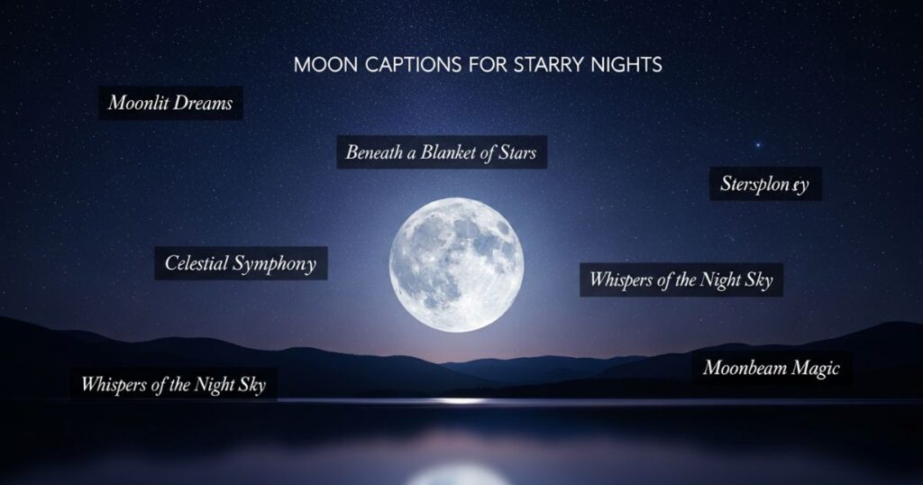 Bright moon surrounded by countless stars in deep night sky"