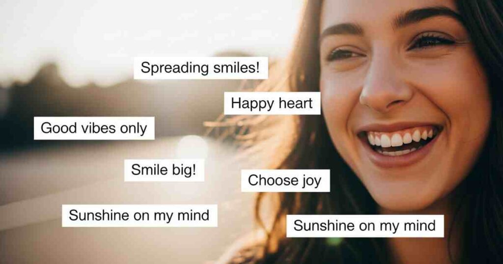 Positive Smile Instagram Captions (1) Positive smile Instagram captions with happy and uplifting quotes for posts
