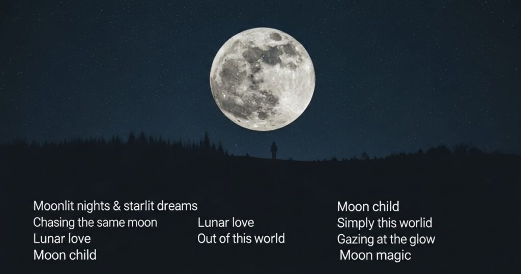 “Short moon captions for Instagram featuring aesthetic, romantic, and dreamy moonlight phrases perfect for night sky and moon photos.”