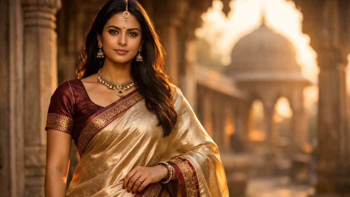 Elegant Indian woman in silk saree for Instagram caption inspiration